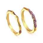 Amethyst Wave Stacking Ring Set