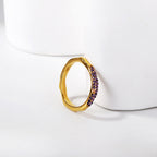 Amethyst Wave Stacking Ring Set