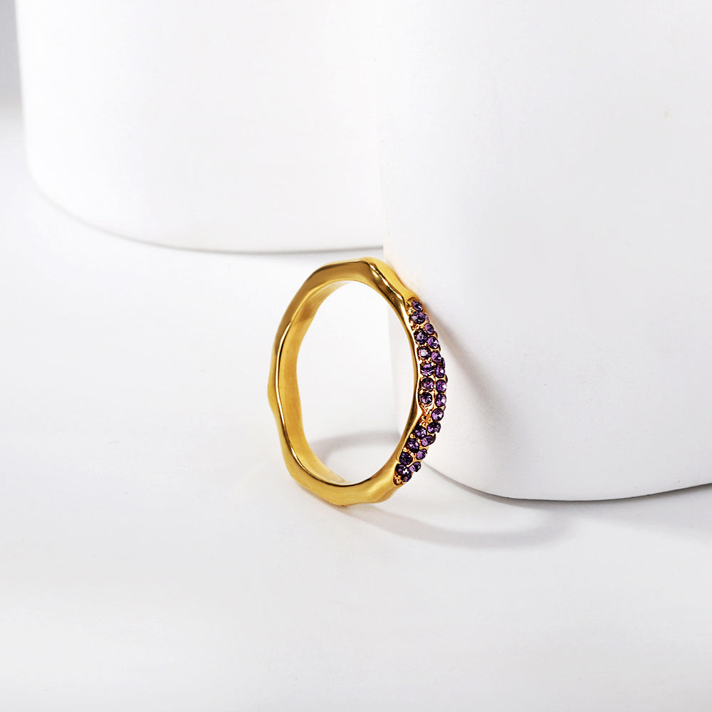 Amethyst Wave Stacking Ring Set