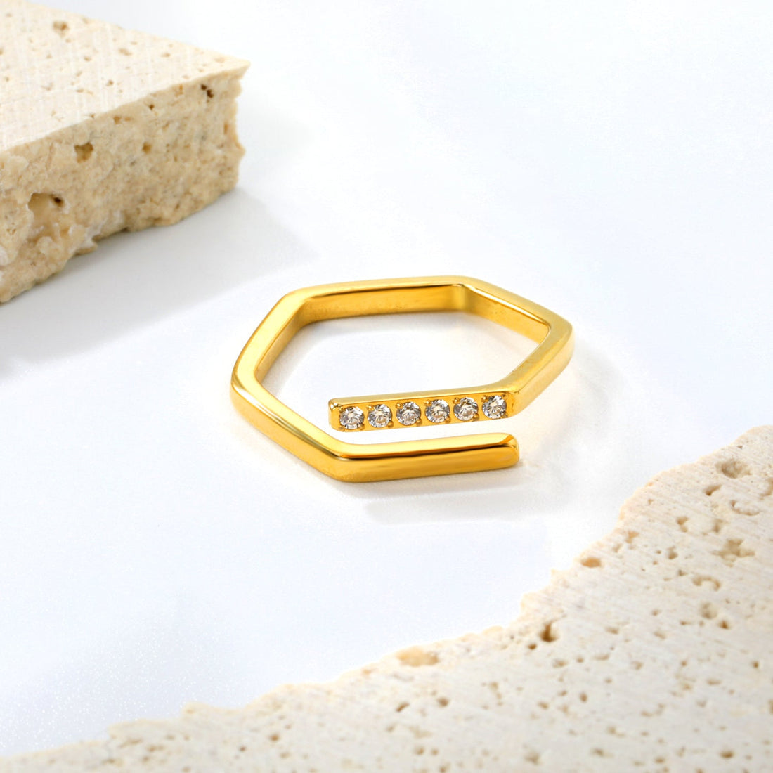 Hexagonal Zirconia Open Ring