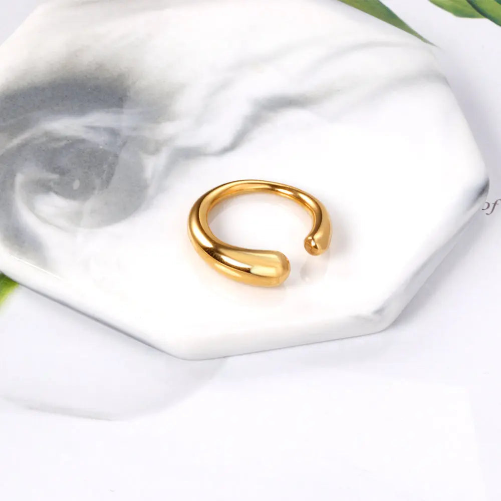Liquid Teardrop Open Ring