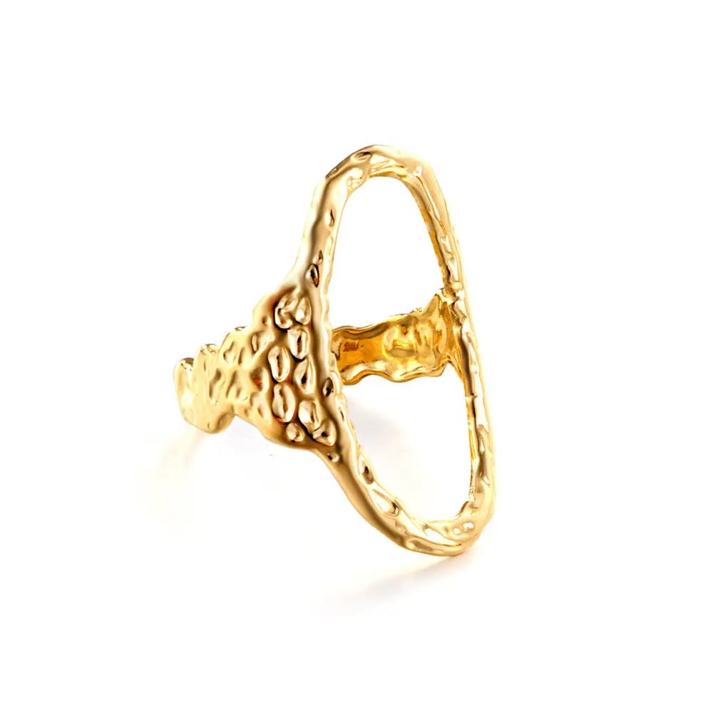 Hammered Open Oval Ring