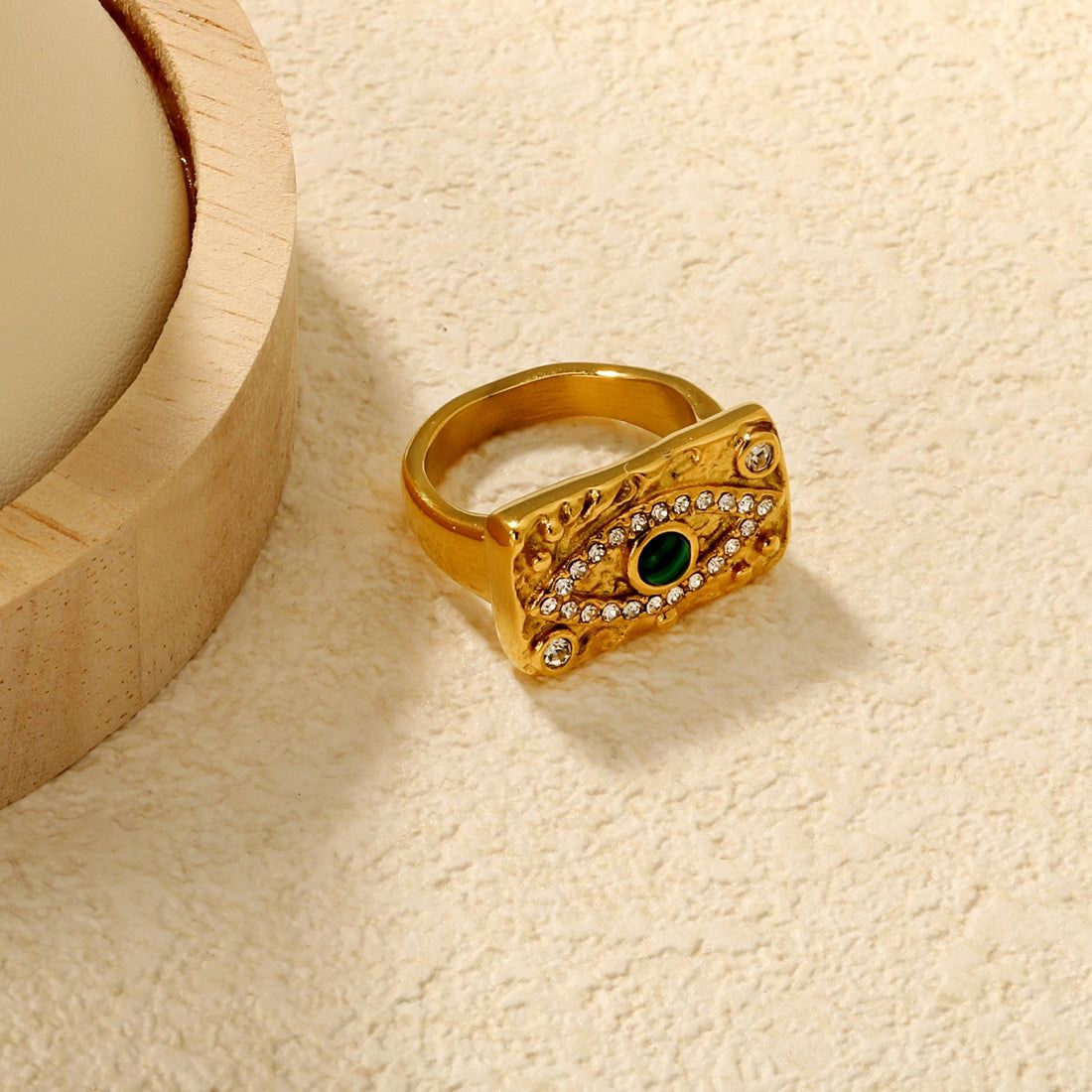 Emerald Evil Eye Signet Ring