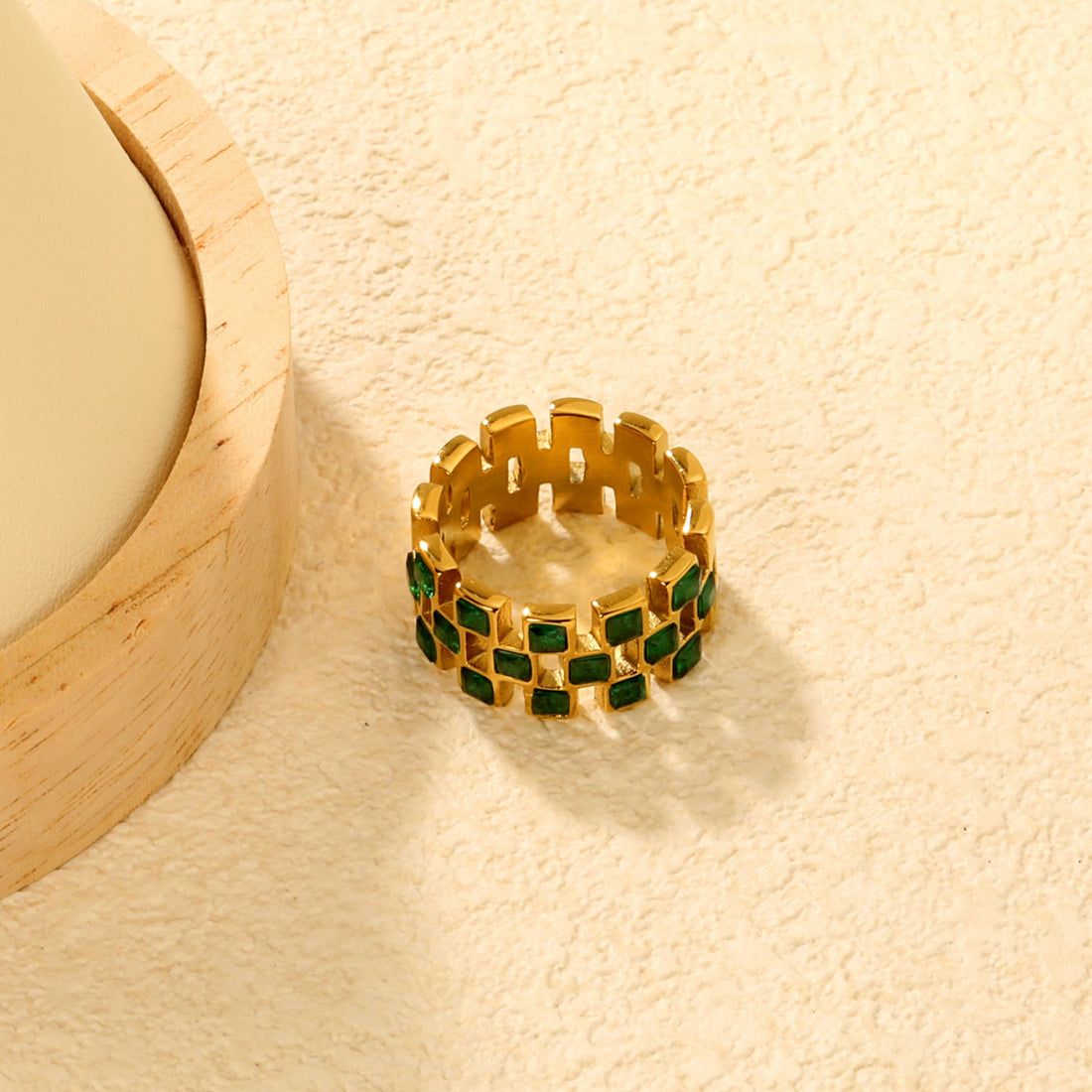 Emerald Grid Statement Ring