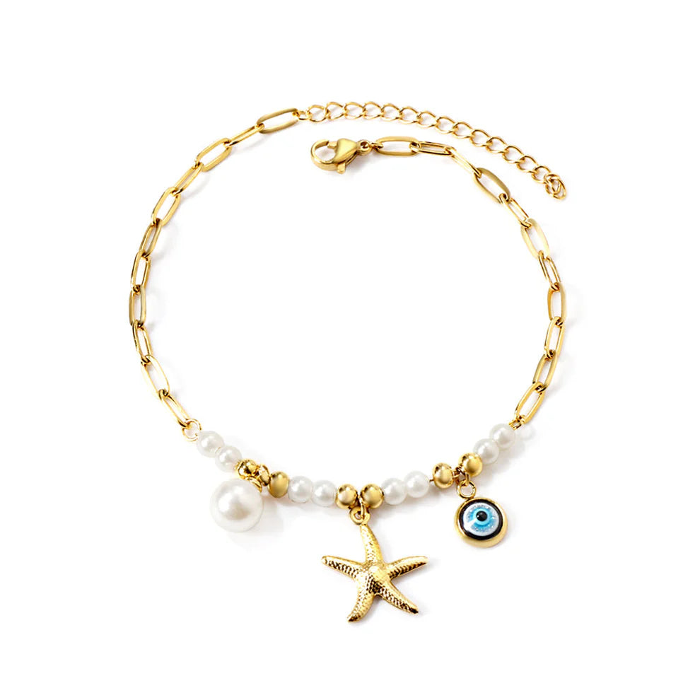 Sirena Pearl & Evil Eye Anklet
